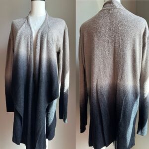 Barefoot Dreams Cozychic Lite Gray and Black Ombre  Open Front Cardigan, L / XL
